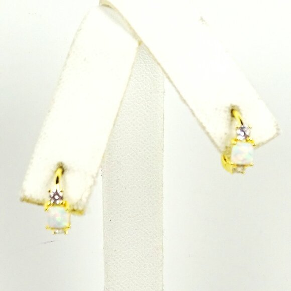 SAVVY CIE JEWELRY October Birthstone Gold Plated Kyocera Opal & CZ Hoop … - Picture 8 of 9